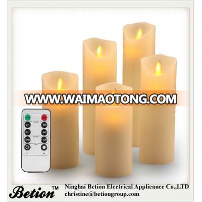 led candles set of 5 dancing flame wax candles with remote control paraffin flickering moving wick candles led candles factory